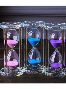 水晶沙漏计时器儿童15/30分钟时间轻奢创意摆件60流沙瓶半小时女