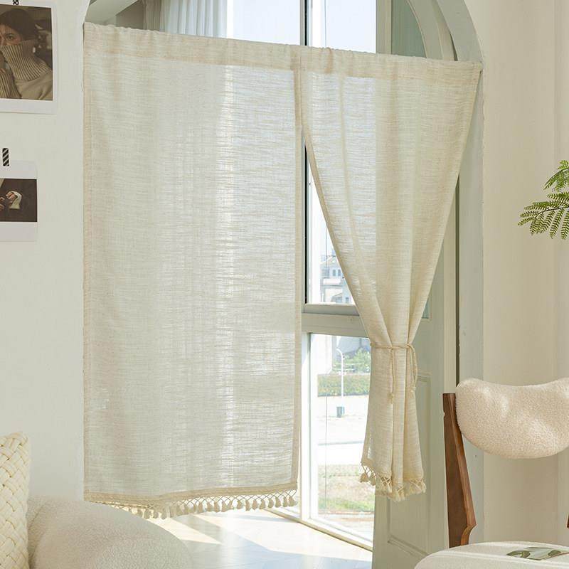 ZSH 门帘高级感半帘隔断帘半截式日式和风棉麻门帘卧室厨房隐私帘