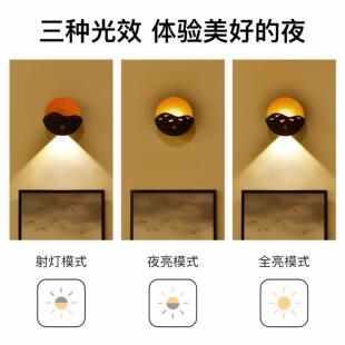 人体感应灯免打孔床头卧室内墙壁充电射灯卧室免安装磁吸装饰灯