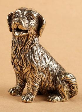 创意复古装饰品黄铜纯铜手工办公桌面家居小摆件生肖狗茶宠手把件