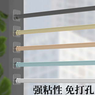 遮光窗帘卧室宿舍租房纱窗杆免打孔固定无痕安装 魔术贴自粘挂钩式