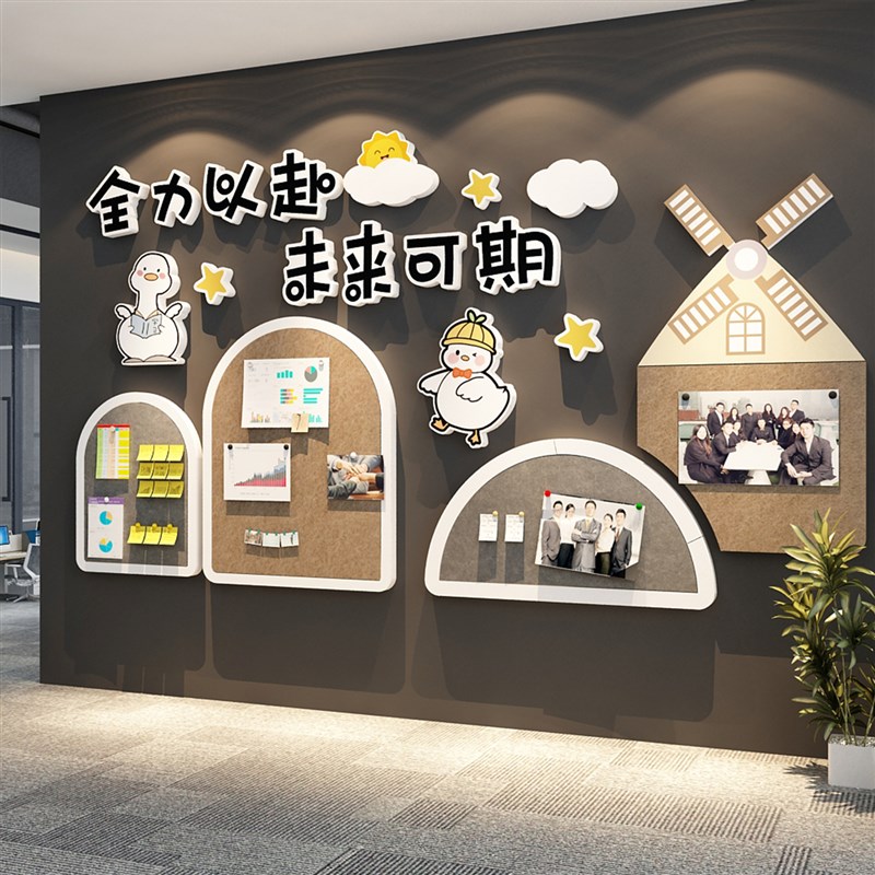 毛毡贴公告栏办室墙面装饰企业文化氛围布置司员工风采照片展示板