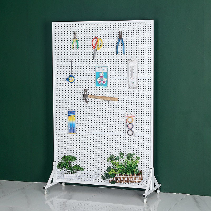 带轮商场落地洞洞板货架手机配件饰品架立式展示架工具挂板置物架