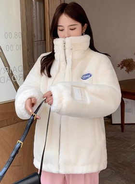 2025新款羊羔毛外套女仿獭兔毛加厚貂绒大衣冬百搭保暖大气小个子