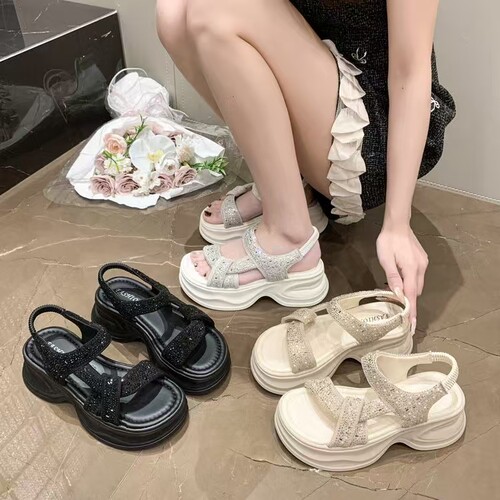 5cm【繁星】母亲节礼物厚底增高运动凉鞋不掉钻超轻11