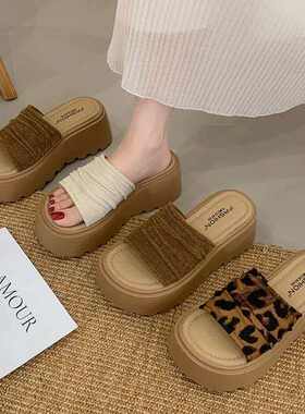 7cm【辣妹松糕】厚底增高凉拖鞋女外穿巨好看不累脚绝美高跟拖52