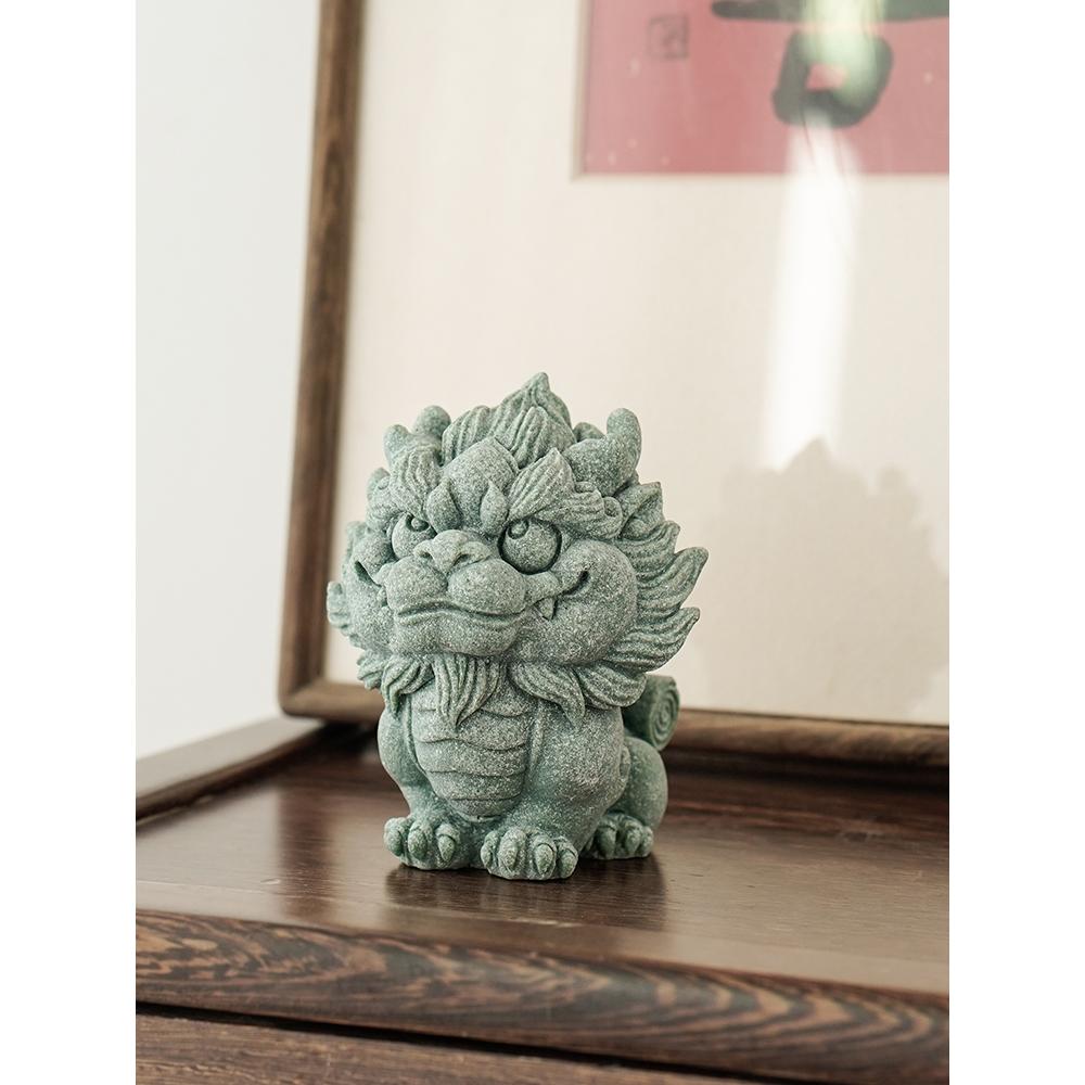 国潮瑞兽经书麒麟才子创意茶宠茶玩摆件鱼缸造景茶桌茶台书房装饰