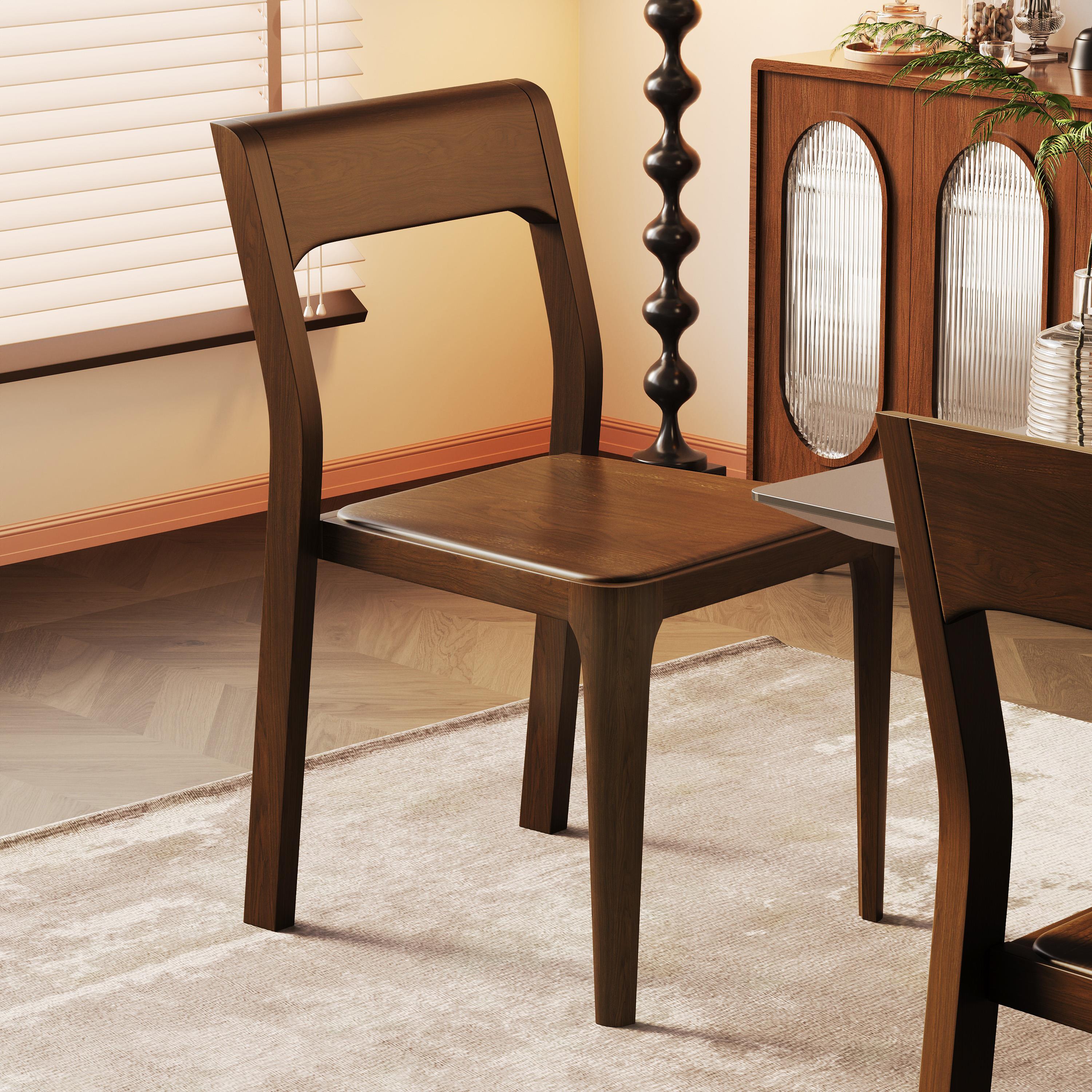 实木椅子新款家用实木餐椅意式简约实木椅中古风实木书桌椅洽谈椅