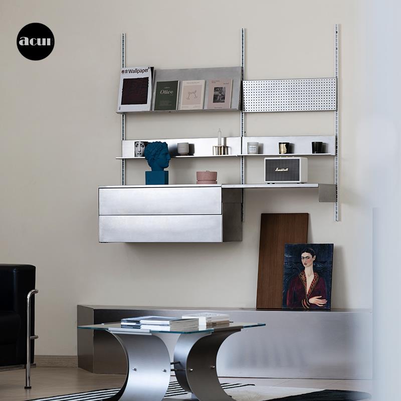 阿崔造屋C1上墙挂壁置物架简约家具挂墙系统不锈钢隔板书架可定制