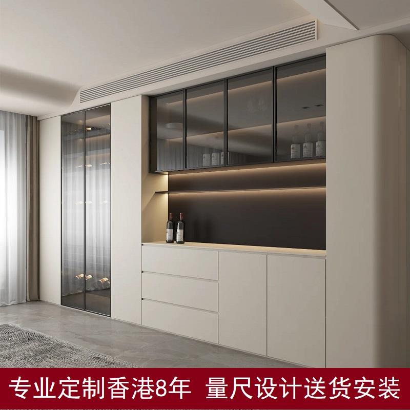 香港全屋家私定制餐厅餐边柜进门圆弧C字柜多功能储物柜深圳工厂