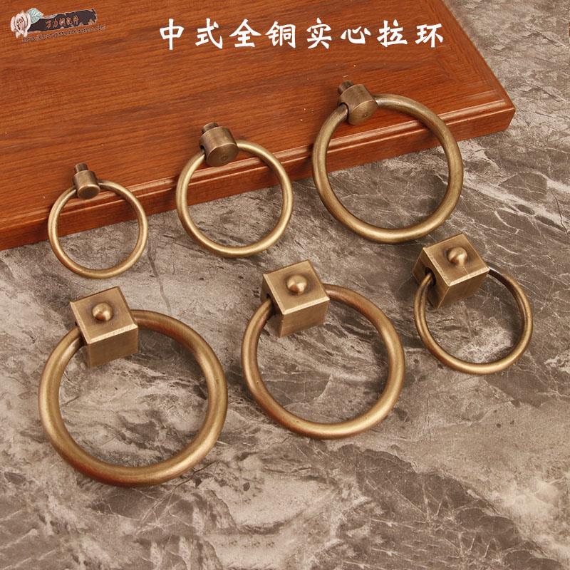 中式木门覆古铜把手四合院门把手寺庙民宿客栈房门门环黄铜古拉手