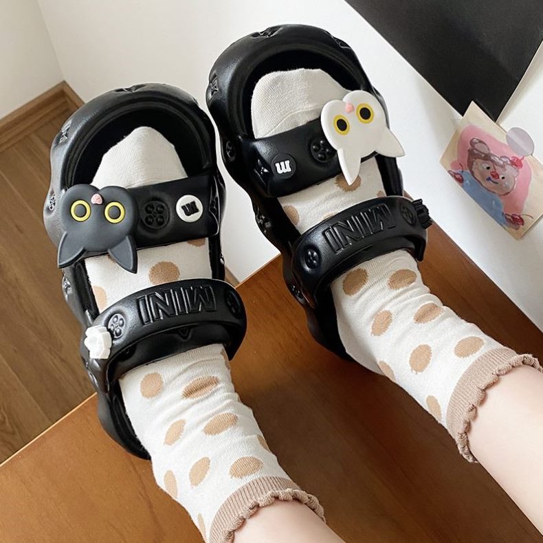 凉鞋女厚底沙滩踩屎感两夏季穿猫咪凉拖鞋外穿ins潮卡通可爱时尚