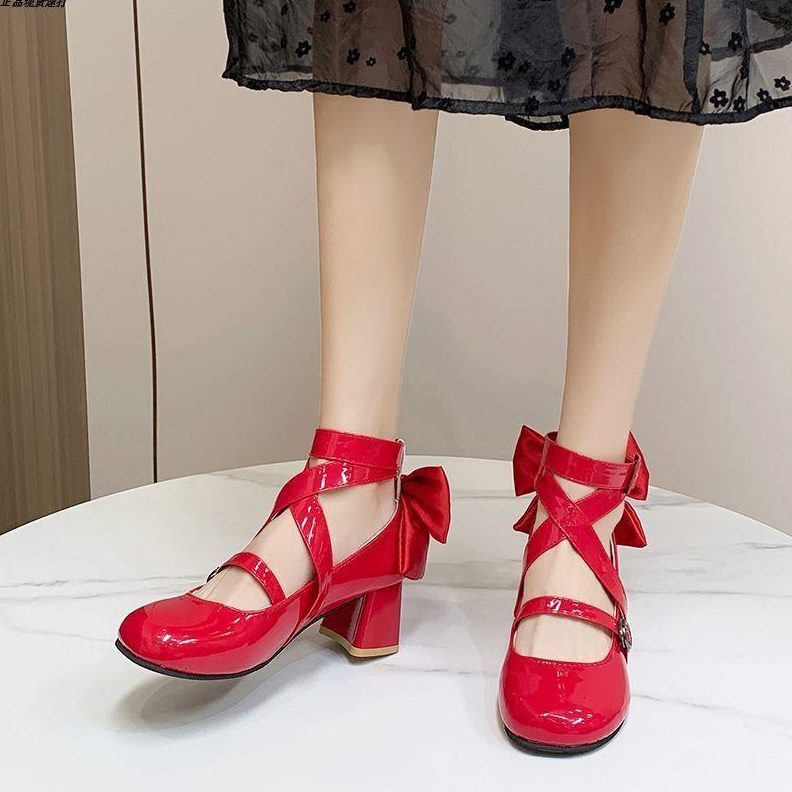 小1洛丽塔美展cos焰软妹小皮鞋晓可爱少女漫魔粉色高跟鞋鞋子法圆
