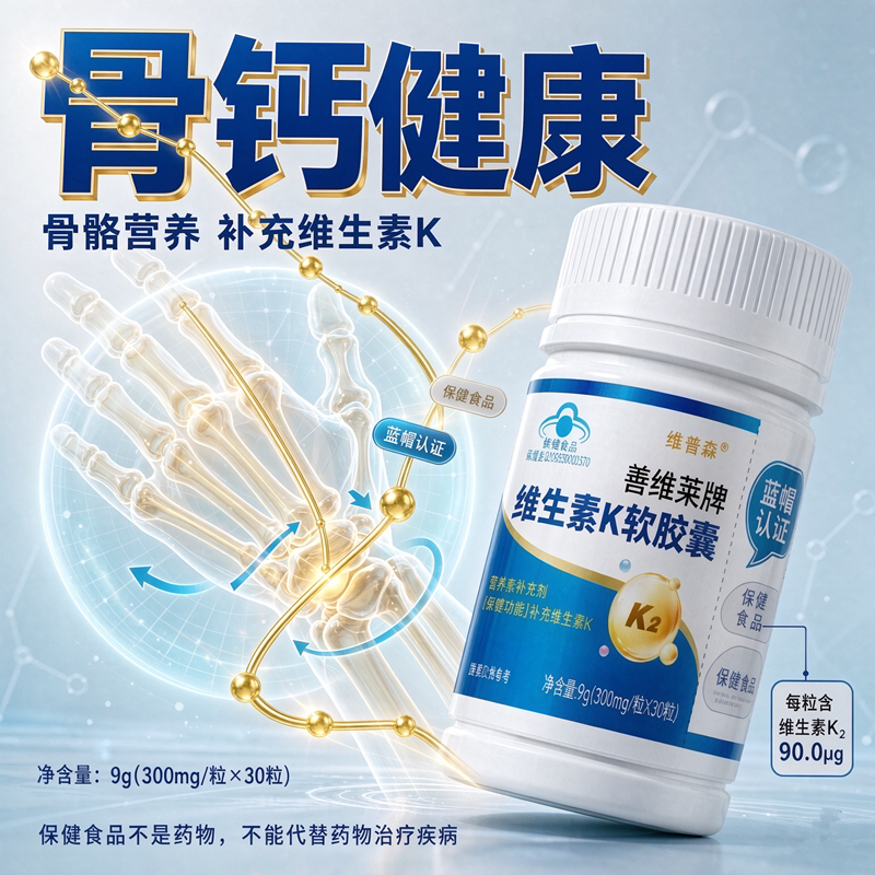 正品维生素K2软胶囊发酵法好吸收青少年成人孕妇乳母通用骨骼钙片