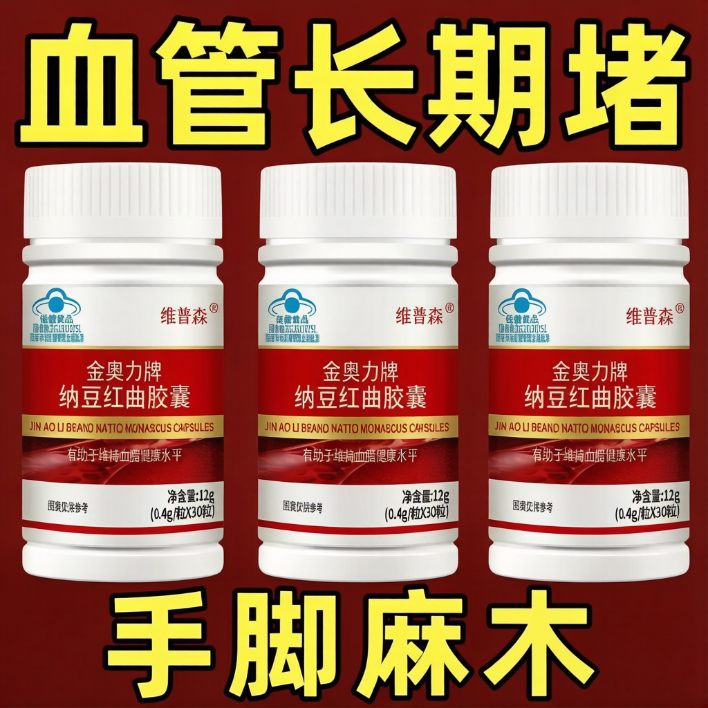纳豆红曲胶囊辅助降血脂健康护心脑活血化瘀清理疏通血管堵塞粘稠
