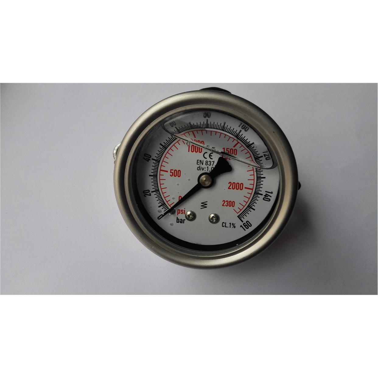 yn-100z-u 0～2300psi 0～160bar全不锈钢耐震充油压力表带支架