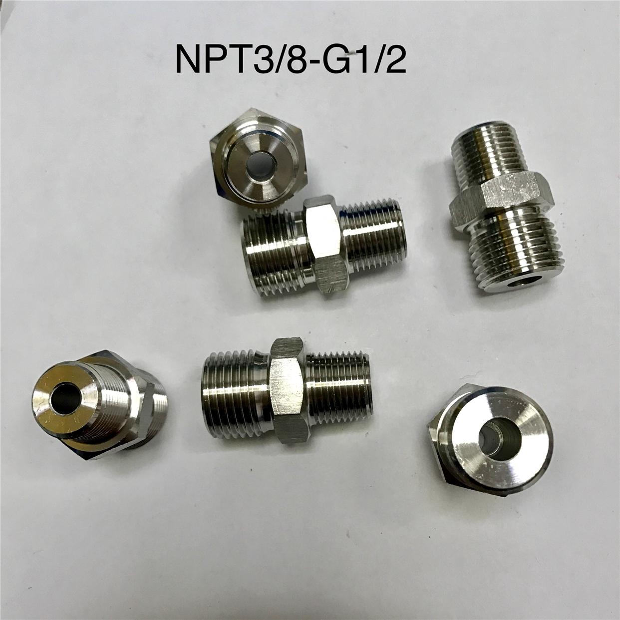 不锈钢双外丝 NPT3/8 -G1/2  一边 NPT3/8 一边G1/2  四分  DN15