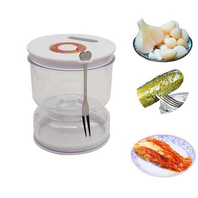 厨房干湿分离泡菜罐 Pickle Jar带排气阀时间标志塑料容器泡菜罐