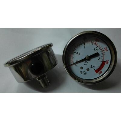 轴向不锈钢外壳U型夹带固定支架压力表 zyia 0-350psi 0-2.5mpa