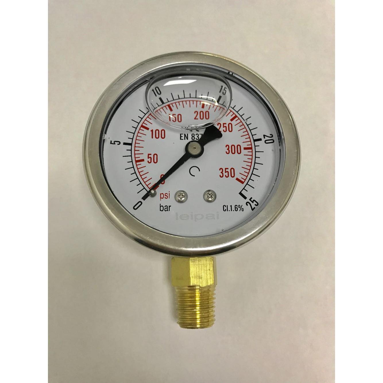 压力表25bar 350psi 螺纹1/4ZG 55度*19牙 直径68mm （背面61mm）
