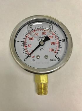 压力表25bar 350psi 螺纹1/4ZG 55度*19牙 直径68mm （背面61mm）