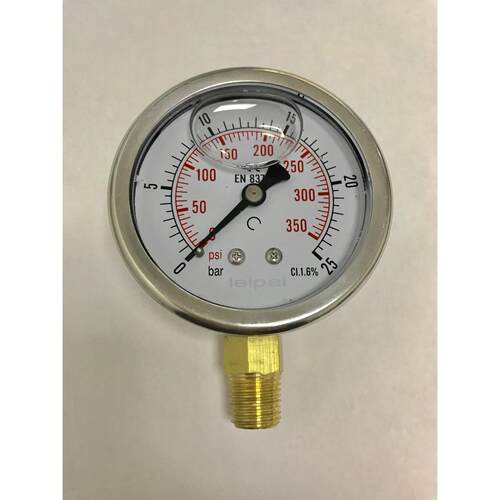 压力表25bar 350psi 螺纹1/4ZG 55度*19牙 直径68mm （背面61mm）