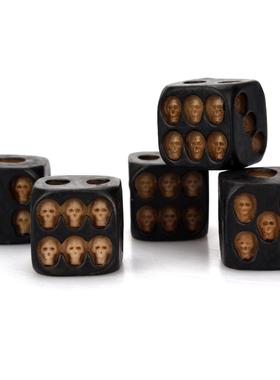 Handmade Skull Dice 骷髅骰子 万圣节骷髅黑色骰子派对搞怪玩具