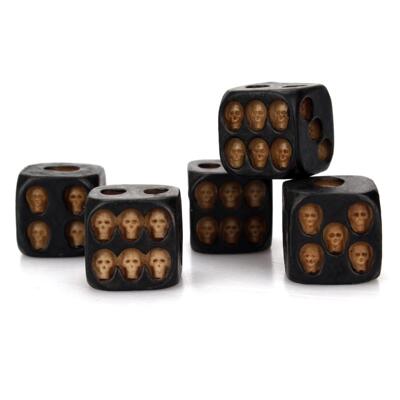 Handmade Skull Dice 骷髅骰子 万圣节骷髅黑色骰子派对搞怪玩具