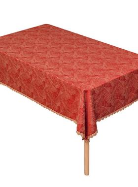 热销2v06红色喜庆餐桌布新年圆桌桌布婚礼节庆桌布布艺茶几布台布