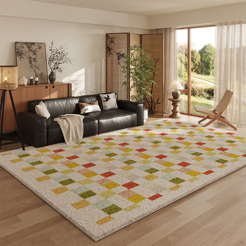 客厅地毯2025新款轻奢高端沙发茶几毯加厚彩色卧室仿羊绒地垫防污