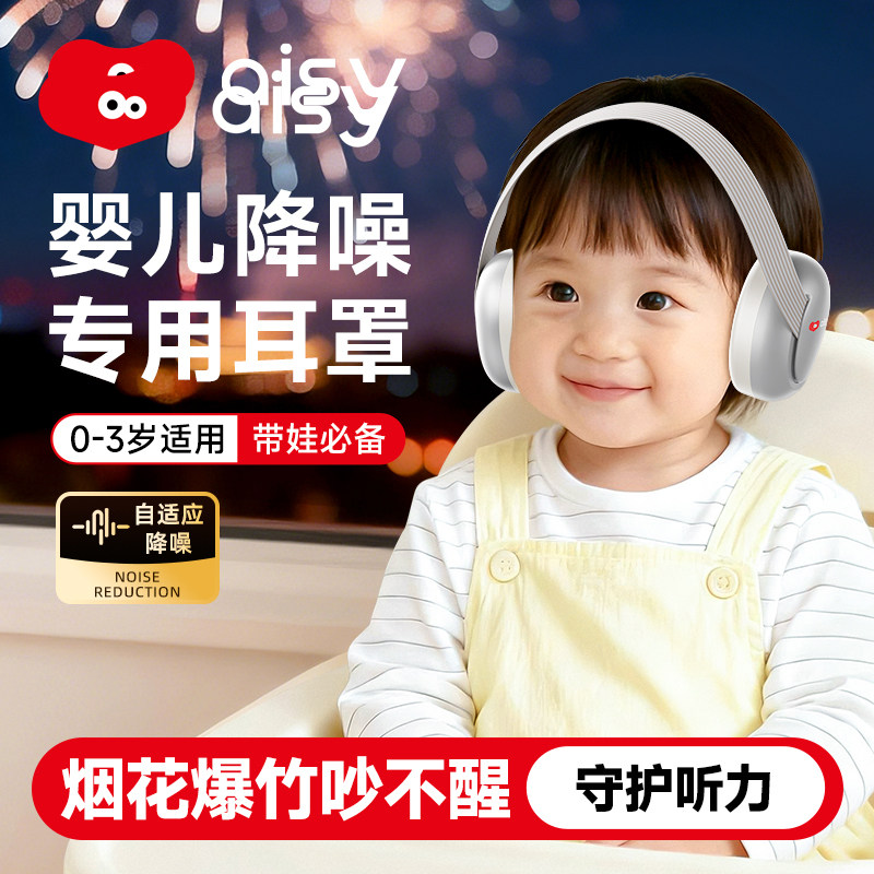 婴儿降噪耳罩0-3岁宝宝隔音耳机坐飞机减压睡觉头戴式调节防噪音