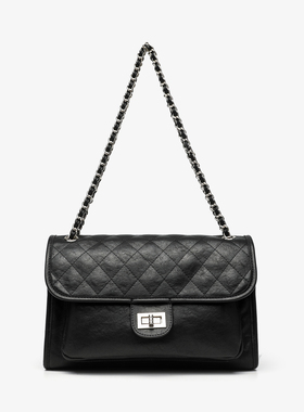 时尚植鞣菱格链条流浪包CK251023A黑色