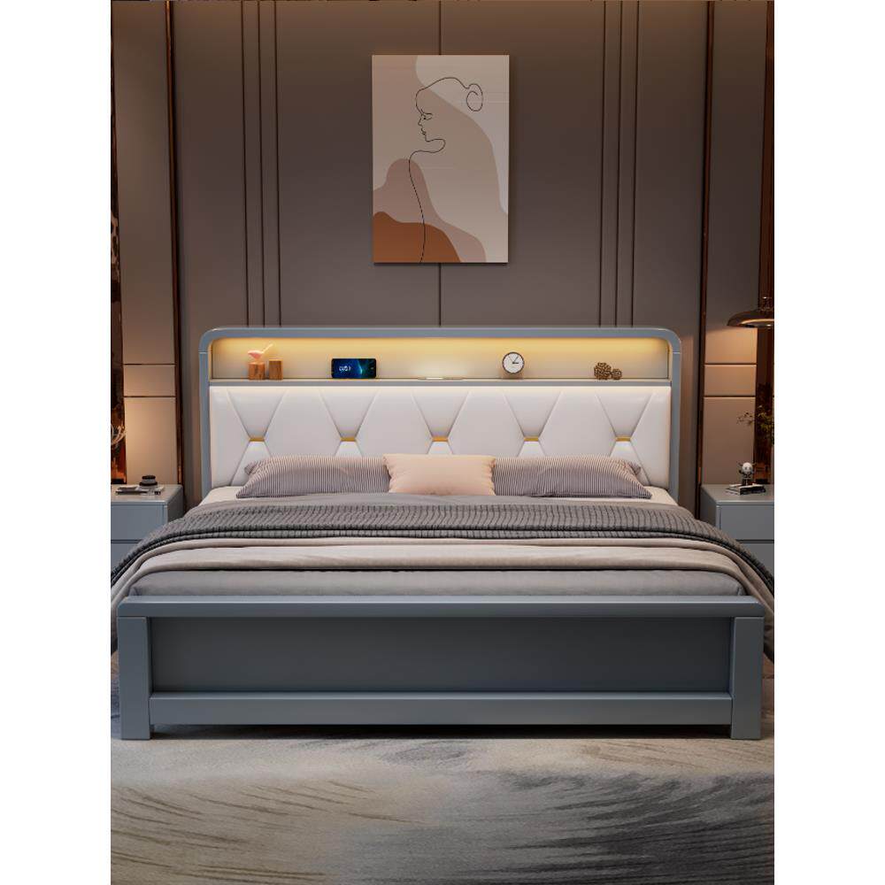 掌上明珠现家具欧实木床18软靠带夜灯双人床1.5m1.北5代简约小