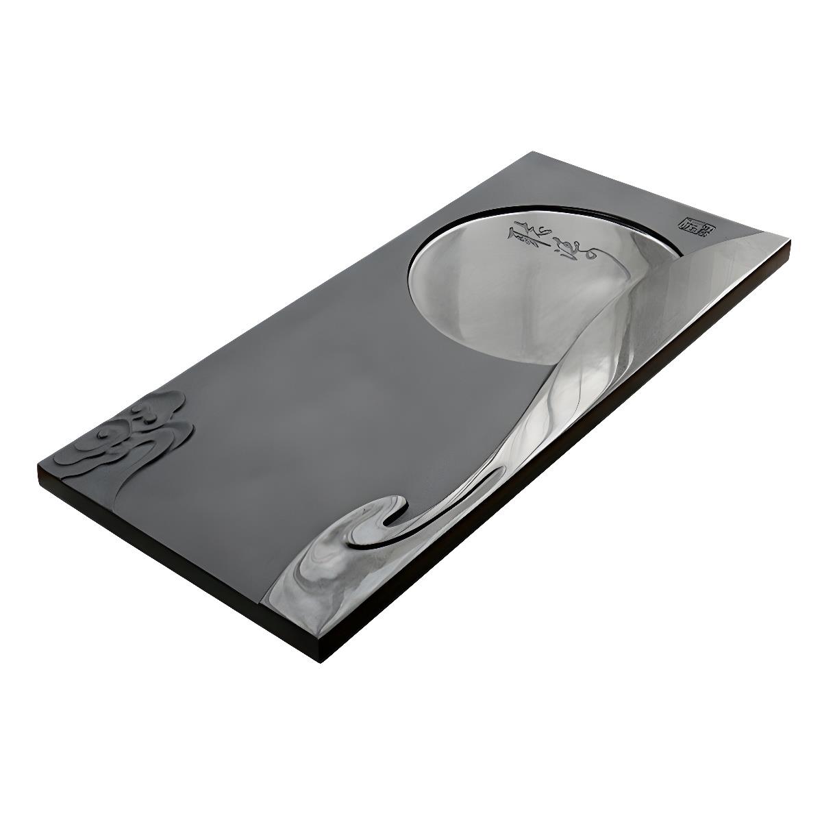 天然乌金石茶盘家用客厅功夫石头茶具茶台简约茶海排水黑金石干泡