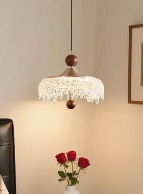 中古升降餐厅吊灯冰山水滴复古胡桃木色过道灯法式触摸小吊灯casa