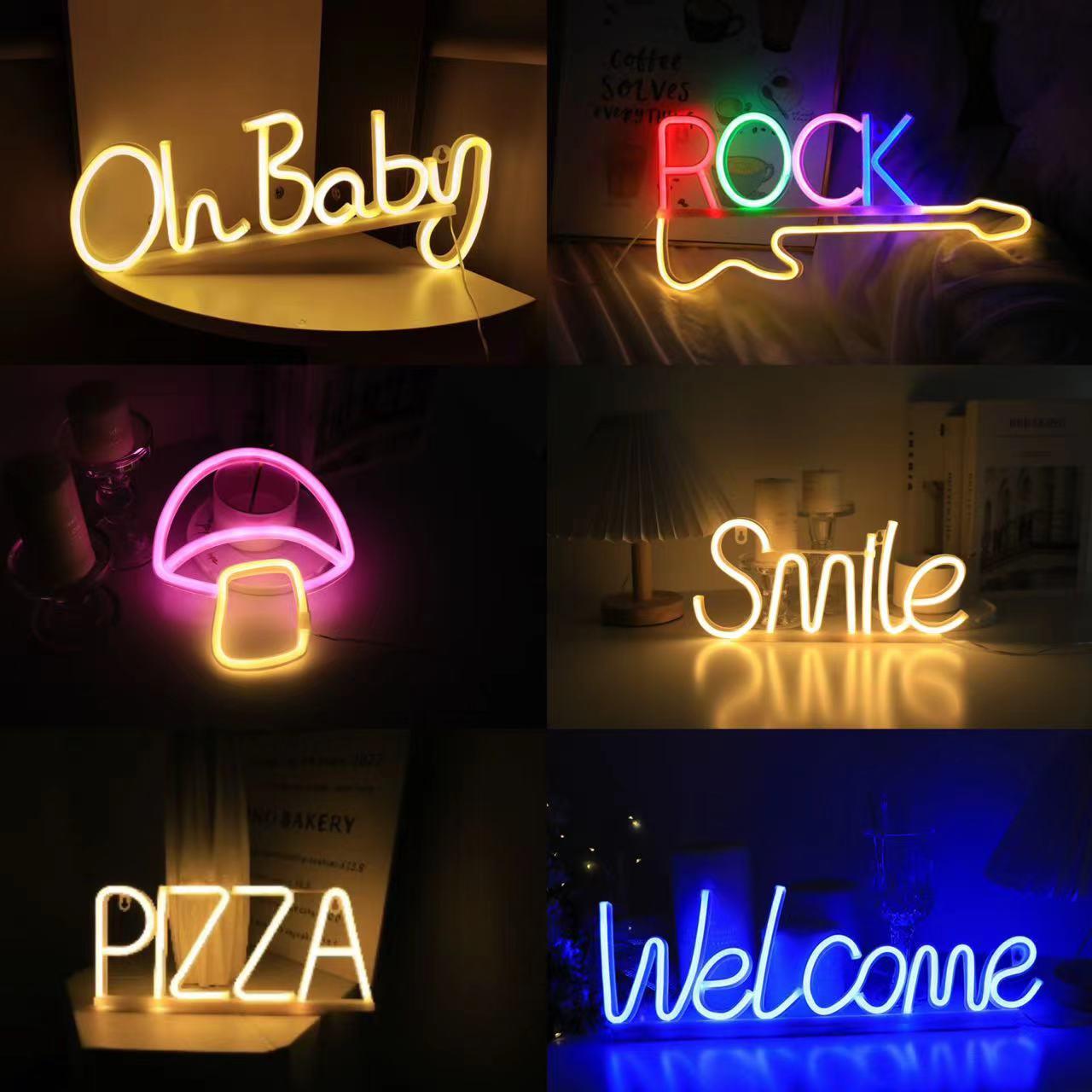 LED字母灯霓虹灯造型彩灯挂墙氛围灯室内房间卧室节日装饰