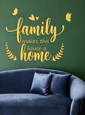 JM688英文字母Family Home组合亚克力镜面贴立体自粘DIY镜子墙贴