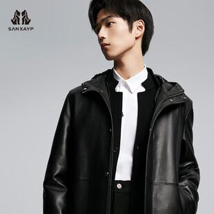 上下衣品秋冬新款 连帽羽绒羊皮衣