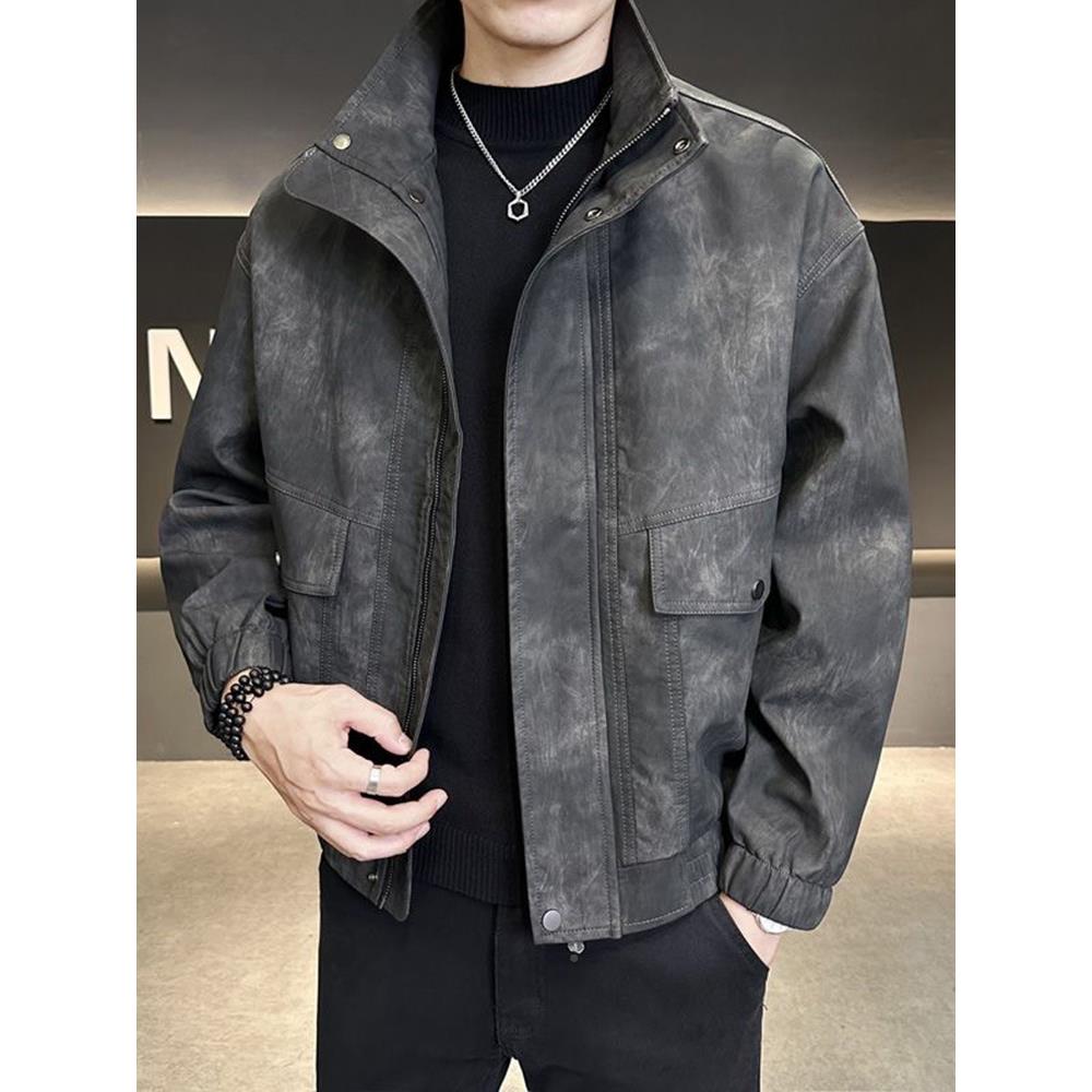 美拉德复古男加绒衣QRN外套2025皮秋冬款废土机车皮风夹士克休闲