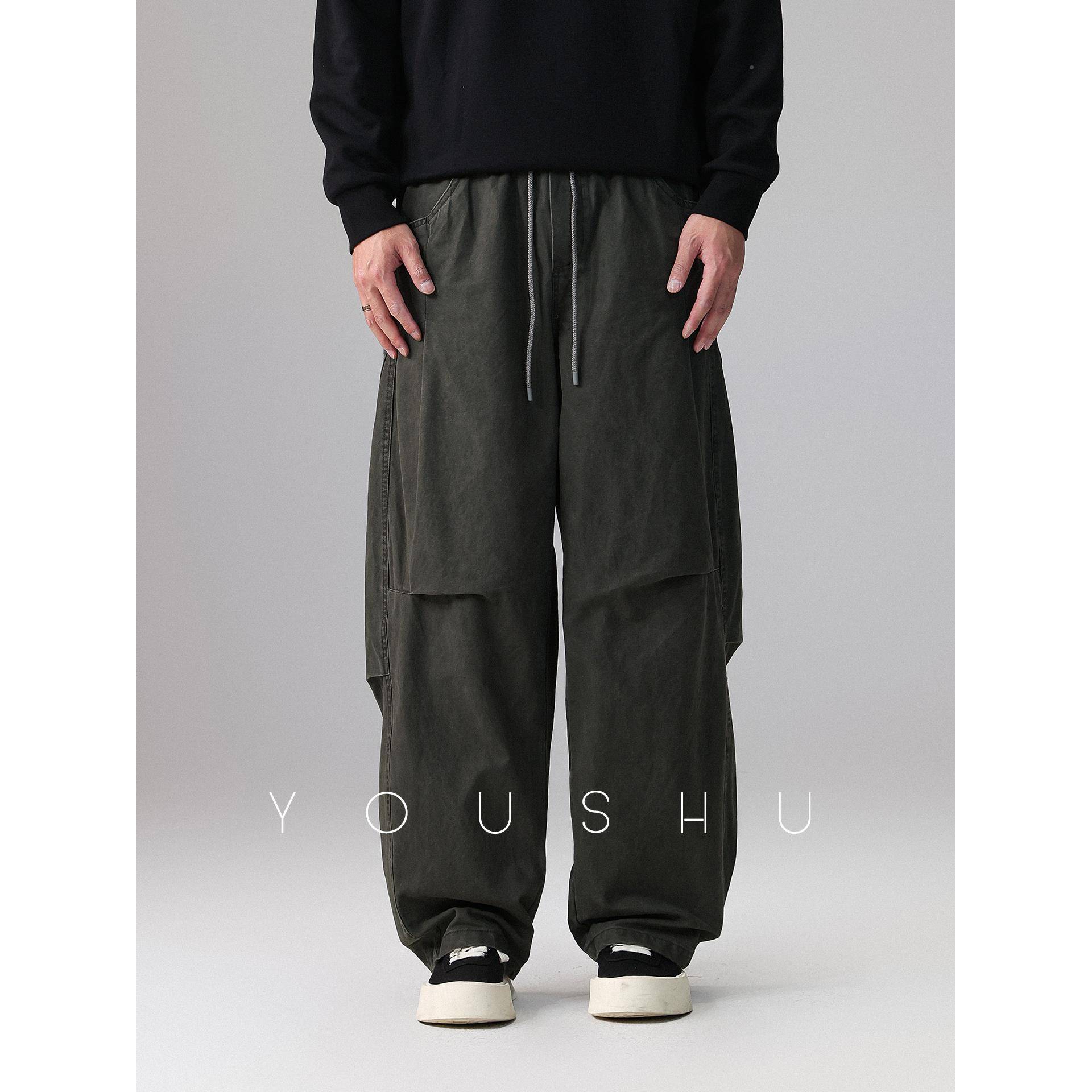 立体剪裁廓弯BHV形刀男秋季202超火的裤工装裤直筒宽松美5式休闲