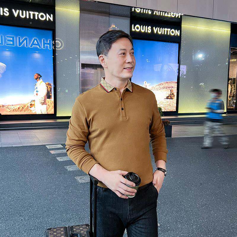 男士上纯棉袖t恤2026新款爸春秋季长衣MS23CT25体恤中年爸秋衣休