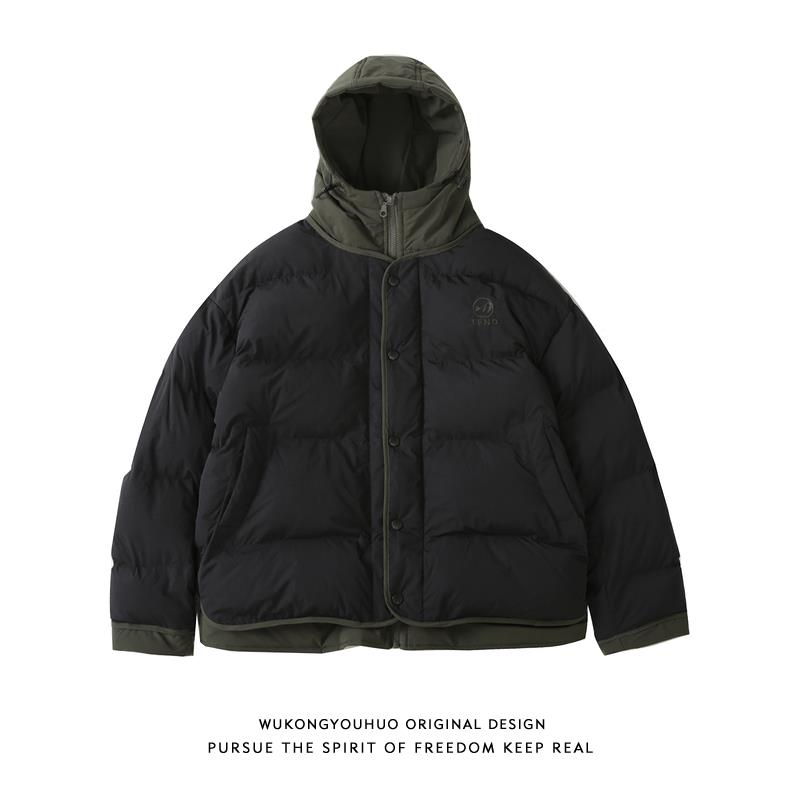 悟空古货日覆假两件连帽棉衣男冬季宽松情系侣FPT百搭保有暖冬季