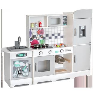 木制过家家四格厨房仿真出水声光煤气灶儿童益智模仿做饭宝宝玩具