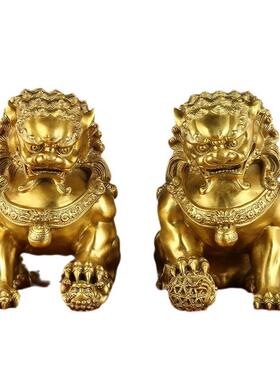 铜狮子一对北京狮宫门狮无底宫门狮铜器摆件工艺品