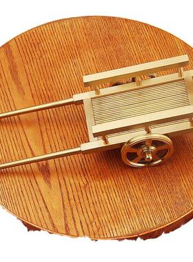 黄铜推车模型满载而归拉货手推车桌面置物架装饰品金属工艺品摆件