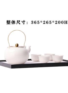 创意新中式禅意陶瓷茶具金属托盘套装组合桌面摆件博古架书房摆设