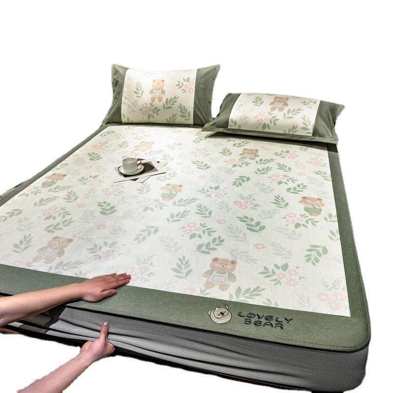 夏季1800D冰藤席冰丝凉席三件套床笠款全包围可折叠卡通空调软席,床上用品,藤席,淘宝优惠券,粉丝福利购,淘宝优惠卷