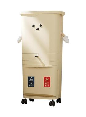 uforu分类垃圾桶厨房高级感大容量带滑轮按压式免弯腰多层垃圾筒