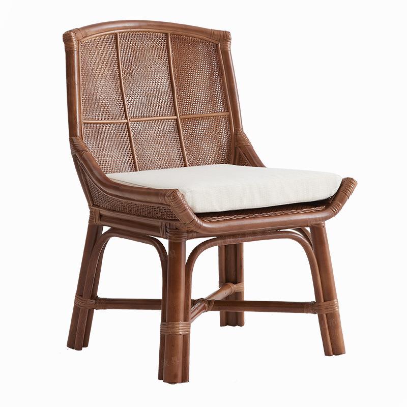 日式真藤椅然瑙藤印藤复古休闲单人椅子天餐厅餐椅玛民宿HLW22-12