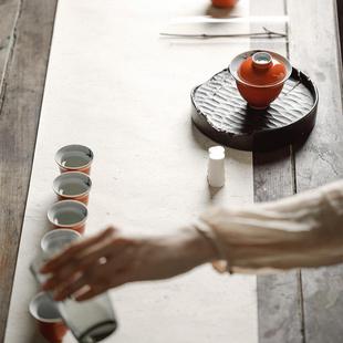 矾红手绘隐竹致远茶杯功夫茶具青花手绘品茗杯小号单杯